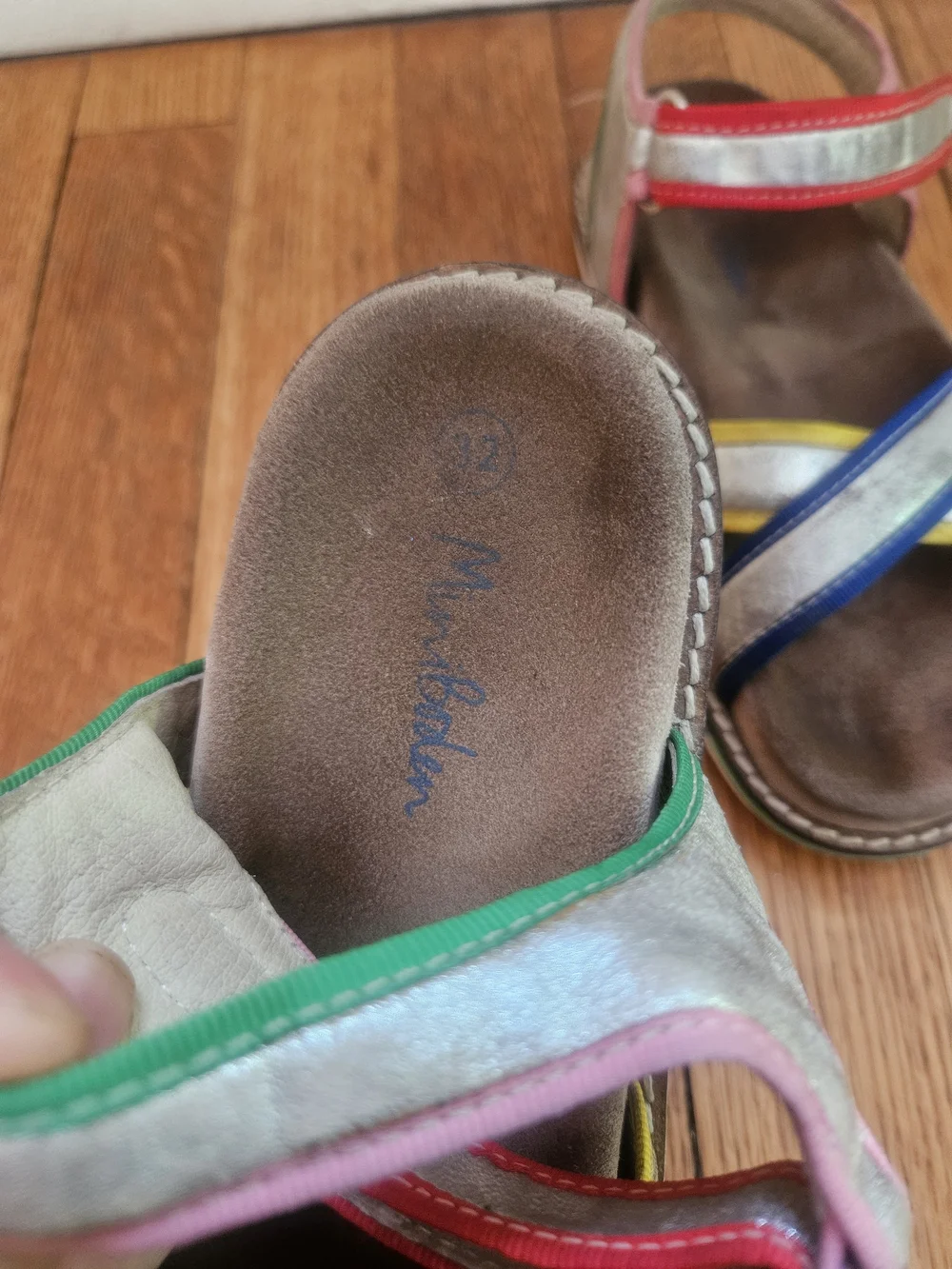 Mini Boden Girls Multi-Color Leather Sandals - Pink, Yellow, Blue, Silver